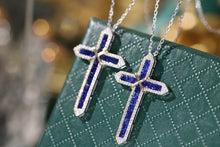 Load image into Gallery viewer, LUOWEND 18K White&Yellow Gold Real Natural Diamond and Sapphire Necklace for Women