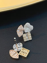 Load image into Gallery viewer, LUOWEND 18K White/Yellow Gold Natural Diamond Earrings for Women