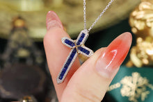 Load image into Gallery viewer, LUOWEND 18K White&Yellow Gold Real Natural Diamond and Sapphire Necklace for Women