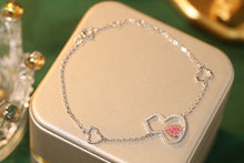 Load image into Gallery viewer, LUOWEND 18K White Gold Real Natural Pink Diamond Bracelet for Women