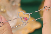 Load image into Gallery viewer, LUOWEND 18K White Gold Real Natural Pink Diamond Bracelet for Women