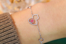 Load image into Gallery viewer, LUOWEND 18K White Gold Real Natural Pink Diamond Bracelet for Women