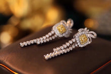 Load image into Gallery viewer, LUOWEND 18K White Gold Real Natural Yellow Diamond Earrings for Women