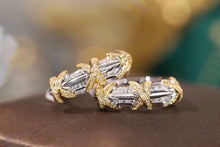 Load image into Gallery viewer, LUOWEND 18K White and Yellow Gold Real Natural Diamond Earrings for Women