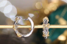 Load image into Gallery viewer, LUOWEND 18K White and Yellow Gold Real Natural Diamond Earrings for Women