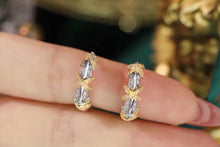 Load image into Gallery viewer, LUOWEND 18K White and Yellow Gold Real Natural Diamond Earrings for Women