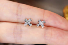 Load image into Gallery viewer, LUOWEND 18K White Gold Real Natural Diamond Stud Earrings for Women