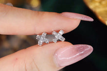 Load image into Gallery viewer, LUOWEND 18K White Gold Real Natural Diamond Stud Earrings for Women