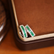 Load image into Gallery viewer, LUOWEND 18K White Gold Fine Jewelry Natural Emerald Earrings for Women