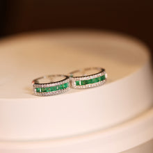 Load image into Gallery viewer, LUOWEND 18K White Gold Fine Jewelry Natural Emerald Earrings for Women
