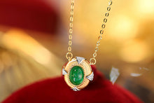Load image into Gallery viewer, LUOWEND 18K White and Yellow Gold Real Natural Emerald and Diamond Gemstone Necklace for Women