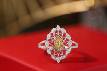Load image into Gallery viewer, LUOWEND 18K White Gold Real Natural Yellow Diamond Ring for Women