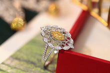 Load image into Gallery viewer, LUOWEND 18K White Gold Real Natural Yellow Diamond Ring for Women