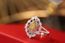 Load image into Gallery viewer, LUOWEND 18K White Gold Real Natural Yellow Diamond Ring for Women