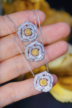 Load image into Gallery viewer, LUOWEND 18K White Gold Real Natural Yellow Diamond Pendant Necklace for Women