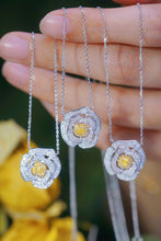 Load image into Gallery viewer, LUOWEND 18K White Gold Real Natural Yellow Diamond Pendant Necklace for Women
