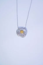 Load image into Gallery viewer, LUOWEND 18K White Gold Real Natural Yellow Diamond Pendant Necklace for Women