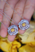 Load image into Gallery viewer, LUOWEND 18K White Gold Real Natural Yellow Diamond Pendant Necklace for Women