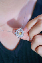 Load image into Gallery viewer, LUOWEND 18K White Gold Real Natural Yellow Diamond Pendant Necklace for Women