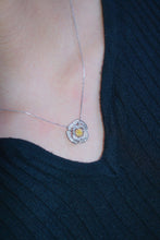 Load image into Gallery viewer, LUOWEND 18K White Gold Real Natural Yellow Diamond Pendant Necklace for Women