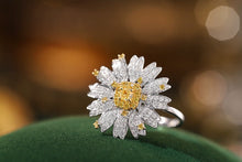 Load image into Gallery viewer, LUOWEND 18K White Gold Real Natural Yellow Diamond Ring for Women