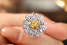 Load image into Gallery viewer, LUOWEND 18K White Gold Real Natural Yellow Diamond Ring for Women