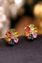 Load image into Gallery viewer, LUOWEND 18K Yellow Gold Real Natural Aquamarine Earrings for Women