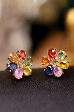 Load image into Gallery viewer, LUOWEND 18K Yellow Gold Real Natural Aquamarine Earrings for Women