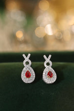 Load image into Gallery viewer, LUOWEND 18K White Gold Real Natural Diamond and Ruby Earrings for Women