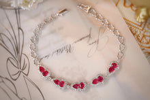 Load image into Gallery viewer, LUOWEND 18K White Gold Real Natural Ruby and Diamond Gemstone Bracelet for Women