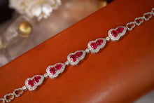 Load image into Gallery viewer, LUOWEND 18K White Gold Real Natural Ruby and Diamond Gemstone Bracelet for Women