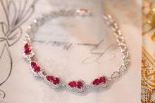 Load image into Gallery viewer, LUOWEND 18K White Gold Real Natural Ruby and Diamond Gemstone Bracelet for Women