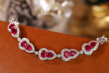 Load image into Gallery viewer, LUOWEND 18K White Gold Real Natural Ruby and Diamond Gemstone Bracelet for Women