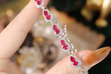 Load image into Gallery viewer, LUOWEND 18K White Gold Real Natural Ruby and Diamond Gemstone Bracelet for Women