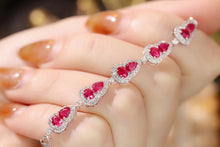 Load image into Gallery viewer, LUOWEND 18K White Gold Real Natural Ruby and Diamond Gemstone Bracelet for Women
