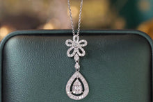 Load image into Gallery viewer, LUOWEND 18K White Gold Real Natural Diamond Pendant Necklace for Women