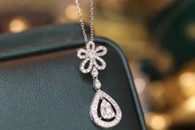 Load image into Gallery viewer, LUOWEND 18K White Gold Real Natural Diamond Pendant Necklace for Women