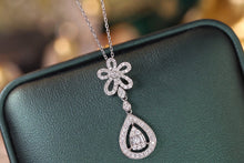 Load image into Gallery viewer, LUOWEND 18K White Gold Real Natural Diamond Pendant Necklace for Women