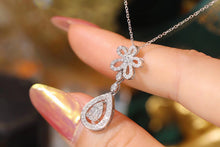 Load image into Gallery viewer, LUOWEND 18K White Gold Real Natural Diamond Pendant Necklace for Women