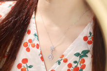 Load image into Gallery viewer, LUOWEND 18K White Gold Real Natural Diamond Pendant Necklace for Women