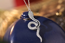 Load image into Gallery viewer, LUOWEND 18K White Gold Real Natural Diamond and Emerald Necklace for Women