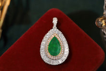 Load image into Gallery viewer, LUOWEND 18K White&Yellow Gold Real Natural Diamond and Emerald Necklace for Women
