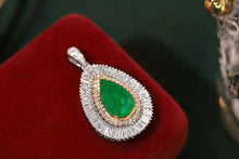 Load image into Gallery viewer, LUOWEND 18K White&Yellow Gold Real Natural Diamond and Emerald Necklace for Women