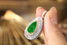 Load image into Gallery viewer, LUOWEND 18K White&Yellow Gold Real Natural Diamond and Emerald Necklace for Women