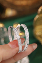 Load image into Gallery viewer, LUOWEND 18K White Gold Real Natural Diamond Hoop Earrings for Women