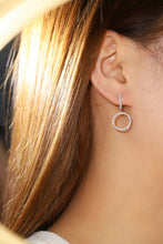 Load image into Gallery viewer, LUOWEND 18K White Gold Real Natural Diamond Hoop Earrings for Women
