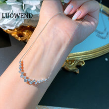 Load image into Gallery viewer, LUOWEND 18K White Gold Real Natural Diamond Pendant Necklace for Women