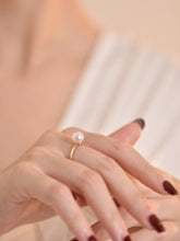 Load image into Gallery viewer, LUOWEND 18K Yellow or Rose Gold Real Natural Pearl Ring for Women