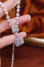 Load image into Gallery viewer, LUOWEND 18K White Gold Real Natural Diamond Necklace for Women
