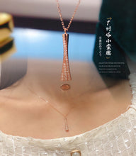 Load image into Gallery viewer, LUOWEND 18K Yellow or Rose Gold Real Natural Diamond Pendant Necklace for Women